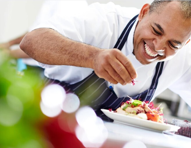 Chef preparing an entree